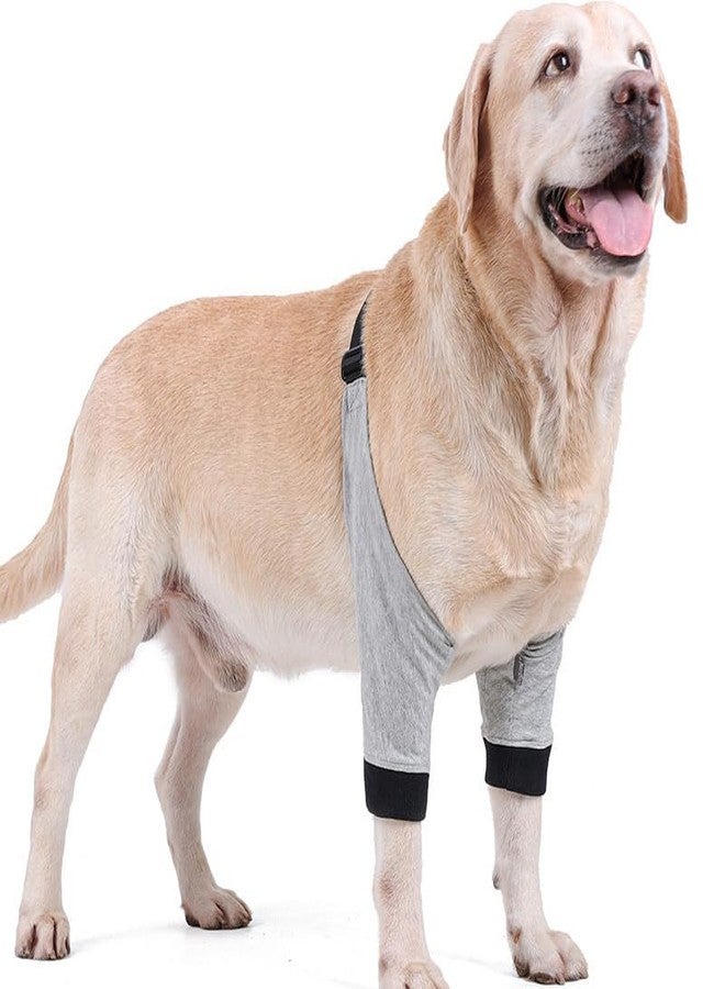KACHEEG® Dog Elbow Protector, Front Leg Knee Protector Pad, Adjustable Strap, Lightweight Soft Comfortable, Keep Pet Wounds Clean, Elastic Cuffs Design to Fit Dog's Body | Grey | L - Image 3